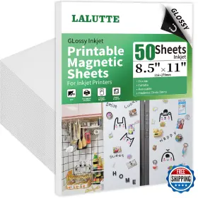 B0dc61s3lv Lalutte 50 Sheets Printable Magnetic 8.5x11 Inches For Inkjet Printers Glossy Wh