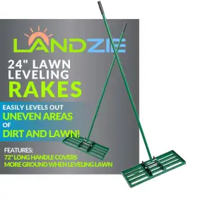 Landzie 445005475430 Lawn Leveling Rake 24 Inch Steel 37 Handle Leveler Yard
