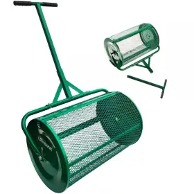 Landzie 445053799755 24 Inch Handheld Metal Basket Lawn And Garden Topdressing Rolling Yard Spreader