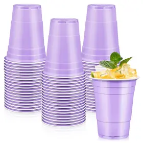 B0fjdct1y6 Lanlisa 100 Lavender 16oz Disposable Plastic Cups Party Supplies Drinking
