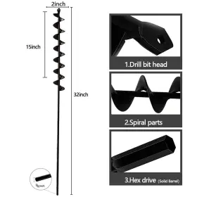 L0004 Lauyeboho 32 Inch X 2 Extended Length Garden Auger Drill Bit For Planting Bulb And Bedding P #3