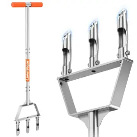 Lv-alt4-orange-z0 Lawnvigor Lawn Aerator Tool 3 Hollow Tines Semi Assembled Grass Orange Manual Core Yard