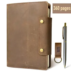 B077kykr19 Le Vent Albero A5 Genuine Leather Journal Refillable 5x8 Notebook Cover 360 Lined Pa