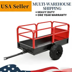 Ledkingdomus 197839333277 1500lbs Capacity Garden Trailer Atv Pull Behind Dump Cart Heavy