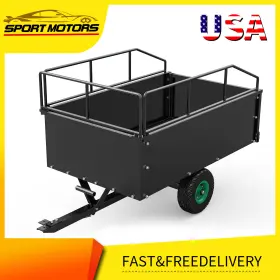 Beysh9vck6 Ledkingdomus Steel Tow-behind Dump Cart For Atvs And Lawn With 750 Lbs Capacity 15 Cu Ft Volume