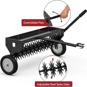 Beyshxoec6 Ledkingdomus 40 Inch Tow Behind Lawn Spike Aerator With Hitch Bar For Atv Soil Penetrator Steel
