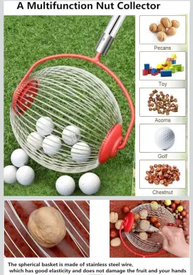 Mthgt3441 Lejieyin Medium Nut Gatherer Adjustable Lightweight Rolling Nut/fruit/ball Picker