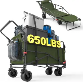 Leveleve 782751670427 Heavy Duty Folding Wagon - 2-in-1 Collapsible Cart 650lb Capacity All