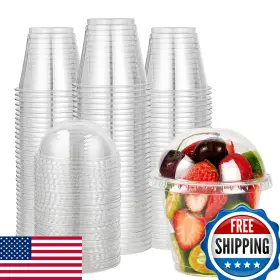 B09lhk3kml Lilymicky 200 Pack 9oz Clear Plastic Cups With Dome Lids For Dessert And Cold Drin
