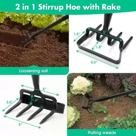 Lilyvane 696584728104 Stirrup Hoe And Cultivator Heavy Duty Scuffle Garden With 73inch Adjustable #2
