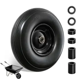 Wbt-46-1 Linpuco Wheelbarrow Wheel 13 Inch Flat Free 4.00-6 Solid Tire Replacement Heavy Duty