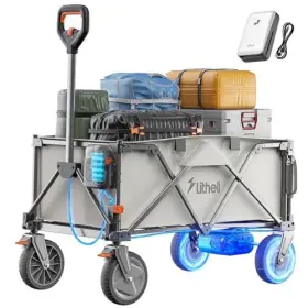 Litheli 740907586589 Electric Utility Wagon Heavy Duty Collapsible Garden Cart With 8 Inch Al