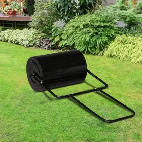 Liveditor 698452710051 19.5in Iron Cylindrical Gardening Tools Lawn Roller Black