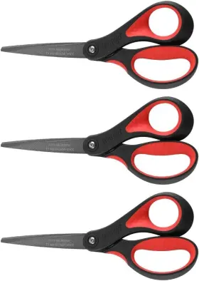 Livingo 721968264463 8 Inch Premium Scissors For Office Multipurpose Titanium 3 Red/black