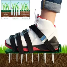 Longdafei 760412071615 Lawn Aerator Shoes For Grass - 26 Spikes And 4 Adjustable Straps Pre-assemble