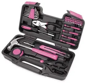 90040 Longhai 39 Piece All Purpose Basic Household Tool Kit For Women - Small Set Pink
