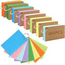 B0ckky724z Lovppy 800 Pcs 3x5 Inch Lined Colored Index Flash Cards With Ring Punched Notecards