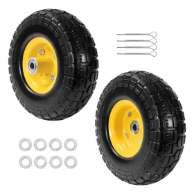 Ltnicer 4.10/3.50-4 10 Inch Solid Rubber Tires And Yellow Wheels 10x3.5 Flat Free