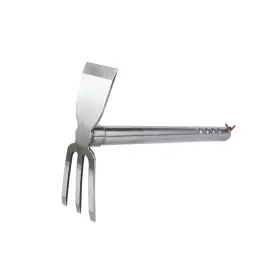 Luban 651312116387 Stainless Steel Garden Hoe Rake Hand Tool 15 Inch Metal And 3 Prong Culti