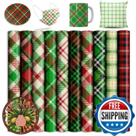B09dswc5xb Lucky Goddness 10 Pcs 12x12 Inch Plaid Transfer Sheets - Christmas Halloween Buffalo Pattern Pre-pr