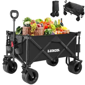 Luxcol 764949472624 Collapsible Folding Wagon Heavy Duty Utility Beach Cart For San