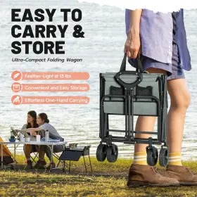 Luxcol 764949473058 Collapsible Folding Outdoor Utility Wagon Beach Cart With All Terrain W #2