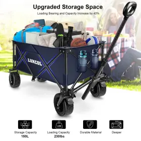 Luxcol 764949473102 Collapsible Folding Wagon Heavy Duty Utility Beach Cart For Sand With #2