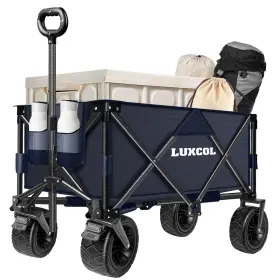 Luxcol 764949473102 Collapsible Folding Wagon Heavy Duty Utility Beach Cart For Sand With