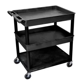 Luxor 313108241245 32 Inch W X 24 D 36.5 H With 2-tub And 1-flat Shelf Utility Cart In Bla