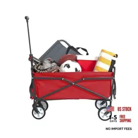 Macsports 886237028198 Lightweight Collapsible Folding Outdoor Utility Wagon Red Standard