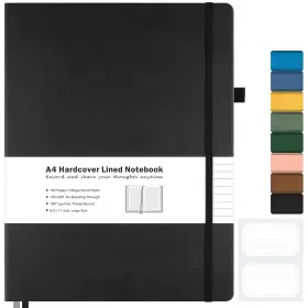B0c3rff3gn Maleden College Ruled A4 Hardcover Leather Notebook - Lined Pages For Work/journaling