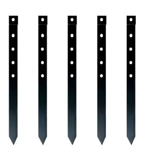 Maombo111 Maombo 635412991945 24pcs Metal Garden Landscape Edging Stakes Black 10in Anchoring Landsc