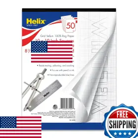 B004h415j0 Maped Helix 100% Rag Vellum Paper Pad 8.5x11 10x10 Grid 50 Sheets Acid-free Draft