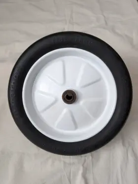 Marathon 813117000814 3.50/2.50-8 Inch Flat Free Tire On Wheel 3 Hub 5/8 Bearings Wheelbarrow
