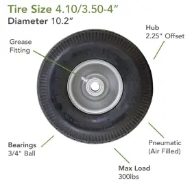 3205301 Marathon Tires Pneumatic Hand Truck Wheel 3/4 Inch Bore 4.10/3.50-4 #2