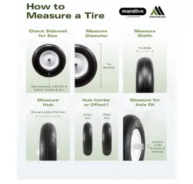 3205301 Marathon Tires Pneumatic Hand Truck Wheel 3/4 Inch Bore 4.10/3.50-4 #3