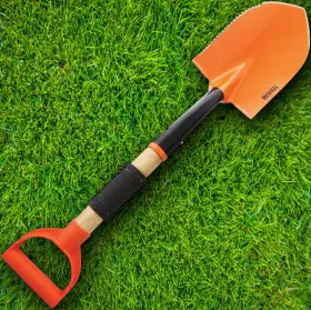 Marbles 871373003925 Shovel Orange Stainless Serrated Blade Wood Shaft D-handle Paracord Wrap