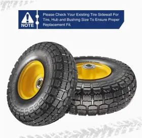 Maxauto 4.10/3.5-4 2 Pack 10 Inch Solid Rubber Tire And Wheel Flat Free