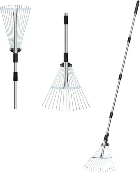 Mekeet 445053464448 Stainless Steel Garden Leaf Rake Strong Metal For Leaves