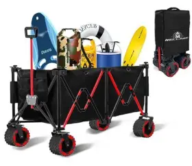 Mellart 788567932445 450lbs Collapsible Wagon Cart With Brake 45ftft Ultra-large Wagons Carts Folda