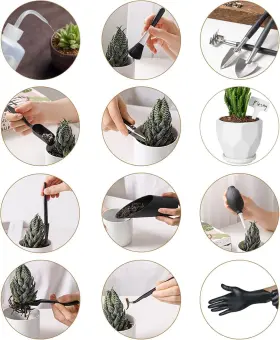 Melphoe Gardeningtoolset 03b 25pcs Mini Garden Hand Transplanting Succulent Tools Set 39.4 Inch Black #2