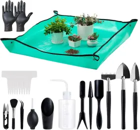Melphoe Gardeningtoolset 03b 25pcs Mini Garden Hand Transplanting Succulent Tools Set 39.4 Inch Black