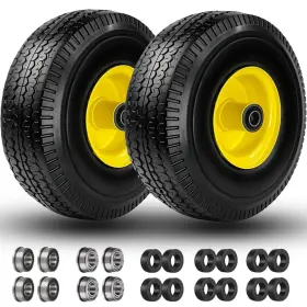 103504swyf Menxigoc 4.10/3.50-4 Inch Flat Free Tire And Wheel 10 Solid With 5/8 Axle Bore Hol