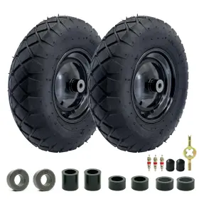 Tt4808 Merryyard 2-pack Of 4.80/4.00-8 Inch Wheels 16 Pnuematic Tires Steel Rim And 5/8 Or 3/4 Ax
