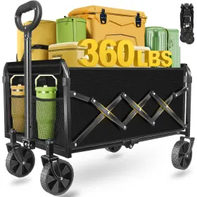 Wagon-cart0519 Micieitie Wagons Carts Foldable - Collapsible Wagon 360lbs Folding Cart With Whe