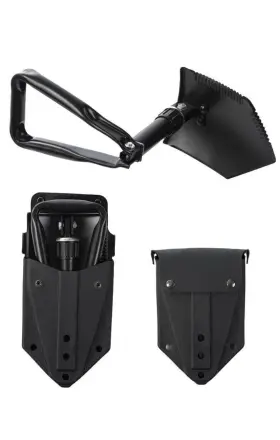 Mil-tec 046872386619 Us 2.5mm Trifold Shovel With Pouch Gardening Outdoor Spade Folding Black