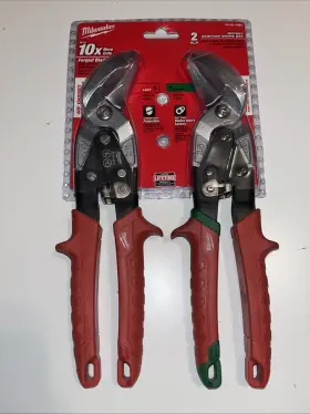 48-22-4553 Milwaukee Offset Aviation Snip Set With Color Coded Handles - 2 Pc New