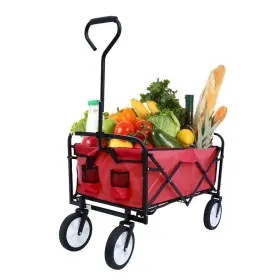 Ychd10g1511l Miscool Shopping Beach Cart 3.63-cu-ft. Fabric Folding Wagon Red Rubber Wheel #2