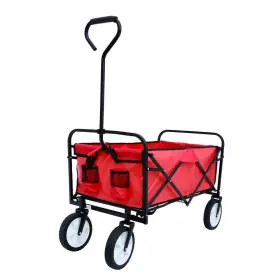 Ychd10g1511l Miscool Shopping Beach Cart 3.63-cu-ft. Fabric Folding Wagon Red Rubber Wheel