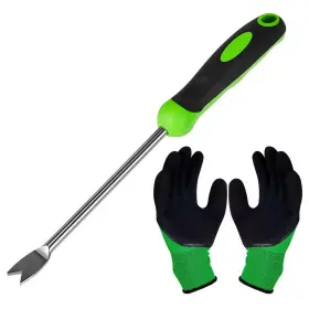 Misopily 313092010018 12.8 Inch Weeder Tool Set With Soft Handle Stainless Steel 2-pronged Fork And Glo